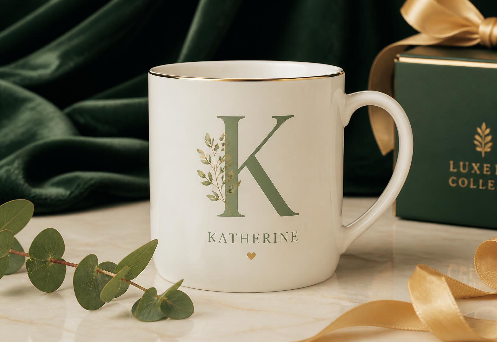 Personalised emerald and gold mug